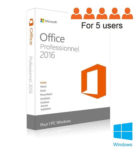Microsoft Office 2016 Professionnel Plus pour 5 postes. - Instant Soft